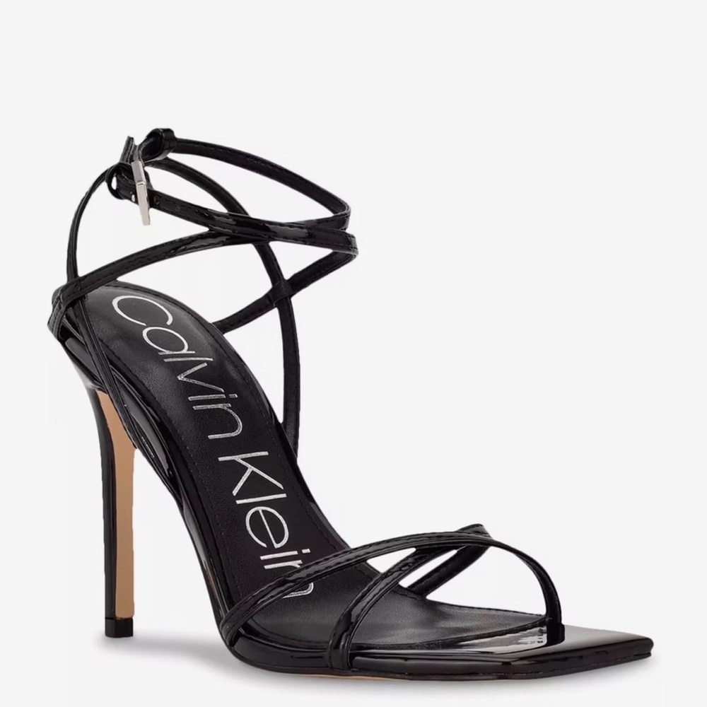 Calvin Klein Tegin Strappy Stiletto Heel Open Toe Dress Sandal Black Size 5.5M